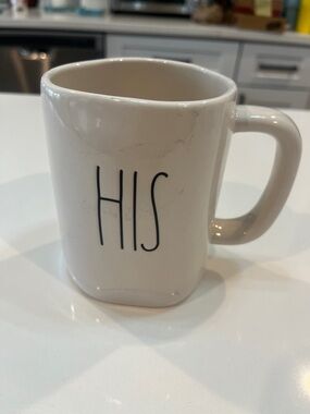 Rae Dunn White Mug with HIS Black Lettering